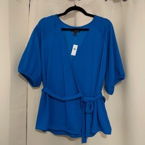 Banana Republic Blue Wrap Mid Sleeve Blouse